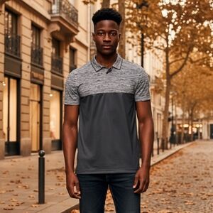 RBX Stay On Course Closed Mesh Gray Polo Men's Medium